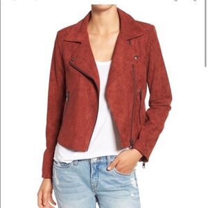ASTR The Label Faux Suede Jacket in Rust Size Medium // Revolve